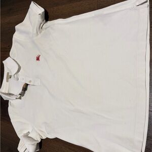 Burberry Men’s Polo in White with Red Emblem